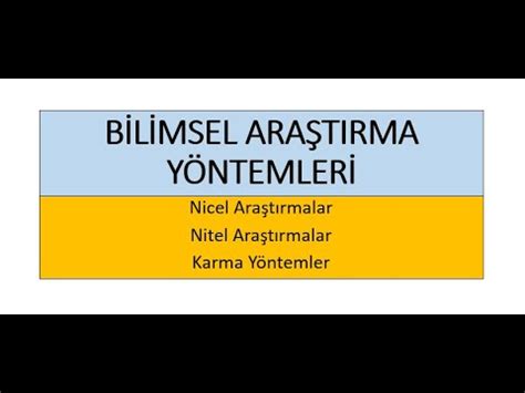 1 Bilimsel Araştırma Yöntemleri Nicel Yöntemler Nitel Yöntemler