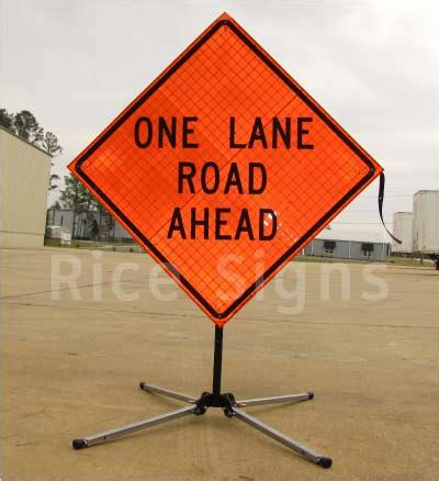 One Lane Road Ahead Roll Up Signs Ru Rice Signs