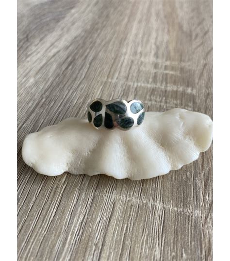 Bague Argent Massif Et Vert D Orezza