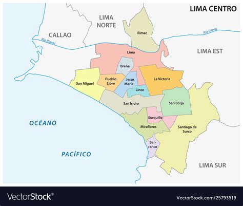 Lima Center Area Administrative And Political Map Vector Image