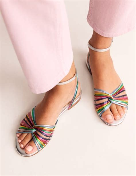 Twist Front Sandal Multi Metallic Leather Boden UK