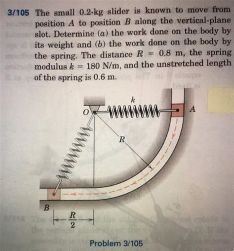 Solved 3/105 The small 0.2-kg slider is known to move from | Chegg.com