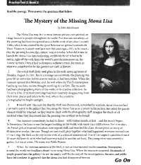 The Mystery of the Missing Mona Lisa | Study notes Painting | Docsity