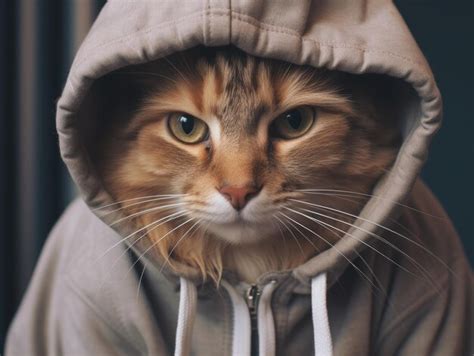 Premium AI Image | Hoodie cat vcetor HD 8K wallpaper Stock Photographic ...