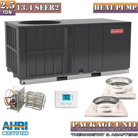 2 5 Ton 13 4 Seer2 Goodman Heat Pump Package Unit With 10kw Heat Kit