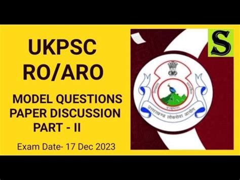 Ukpsc Ro Aro Model Questions Paper Discussion Youtube