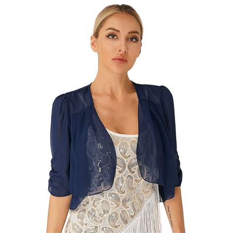 Yonghs Women Shrugs Sheer Cardigan Summer Short Sleeve Open Front