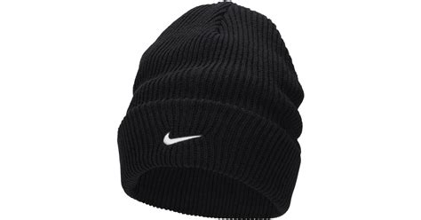 Nike Peak Tall Cuff Swoosh Beanie In Black Lyst