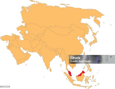 Highlighted Map Of Malaysia Inside Map Of Asia Stock Illustration ...