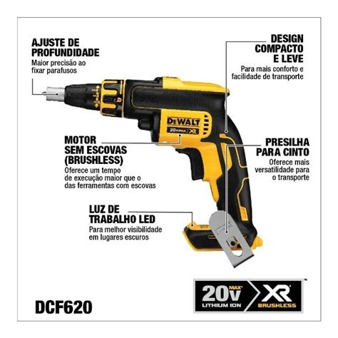 Parafusadeira Drywall Gesso 20v Bateria Dewalt Dcf620 Frete grátis