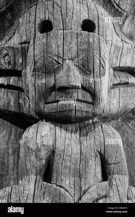 First Nations Totem Pole Detail Black And White Stock Photos And Images