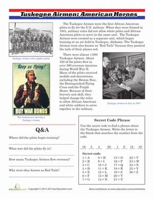 Tuskegee Airmen Worksheet Education Tuskegee Airmen Tuskegee