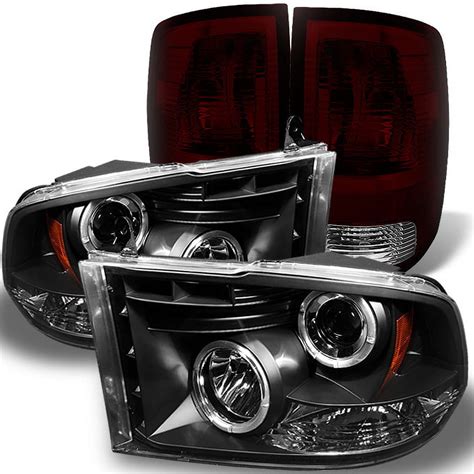 Fit 09 18 Ram 1500 10 18 2500 3500 Black Led Halo Headlights Dark Red Tail Lamp Fits Select