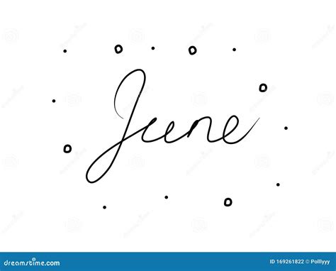 June Handwritten Text Inscription Modern Hand Drawing Calligraphy