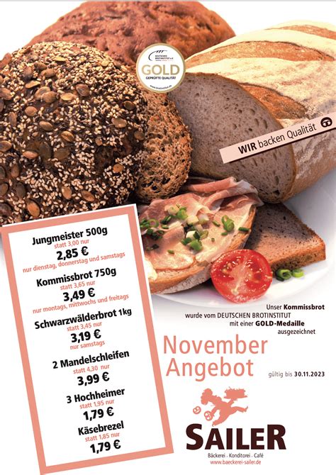 Unsere Angebote im November Bäckerei Konditorei Sailer