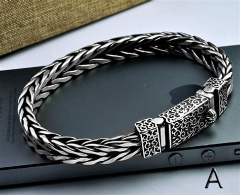 Silver Braided Chain Bracelet For Men Bali Sterling Silver Etsy