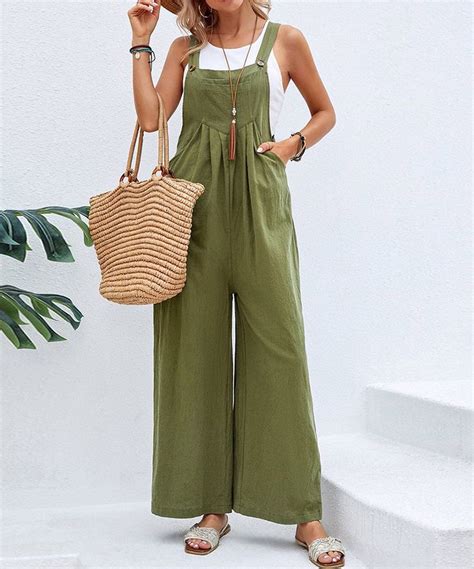 Beige Jumpsuit Cotton Jumpsuit Scarlett Green Pocket Square Loose