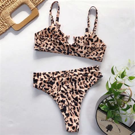 Buy Snakeskin Bikinis High Waist Bikini Set Push Up Biquini Bandeau