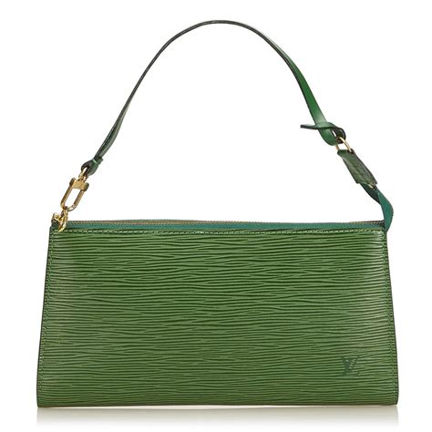 Louis Vuitton Vintage Epi Pochette Accessoires Bag Green Leather And Epi Leather Handbag