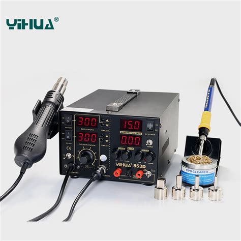 YIHUA 853D 5A 3 IN 1 SMD DC Power Supply Hot Air Gun Soldering Iron