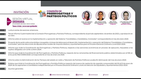 Sesi N Virtual Ordinaria Del La Comisi N De Prerrogativas Y Partidos