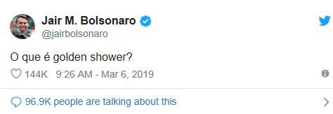 O Que Golden Shower A Resposta Para A Pergunta De Bolsonaro No Twitter