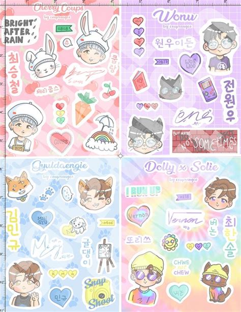 Seventeen Kpop Individual Member Sticker Sheets Etsy Seventeen