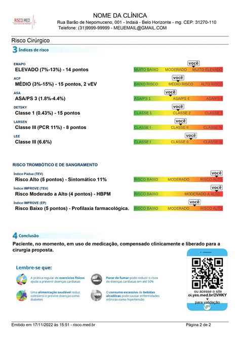 Programa De Risco Cir Rgico E Laudos Para Pr Operat Rio