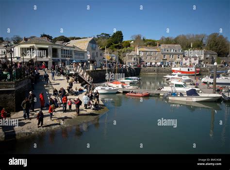 Padstow Cornwall UK Harbor Harbour Quay Marina Fishing Boats Stock