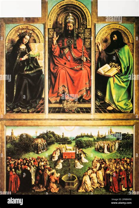 Jan Van Eyck, The Ghent Altarpiece Central Panels Is A Large And Complex 15th-century Polyptych ...