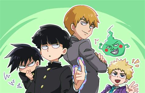 Kageyama Shigeo Reigen Arataka Ekubo Kageyama Ritsu And Hanazawa Teruki Mob Psycho 100