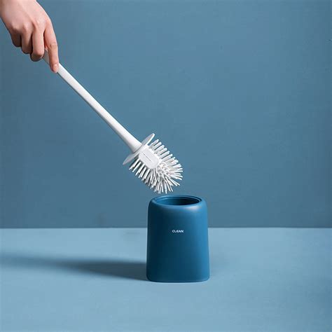 Toilet Brush and Holder Set Soft Silicone Bristle Toilet Bowl Brush ...