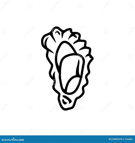 Oester Shell Pictogram Zwart Lijnvector Ge Soleerd Pictogram Op Witte