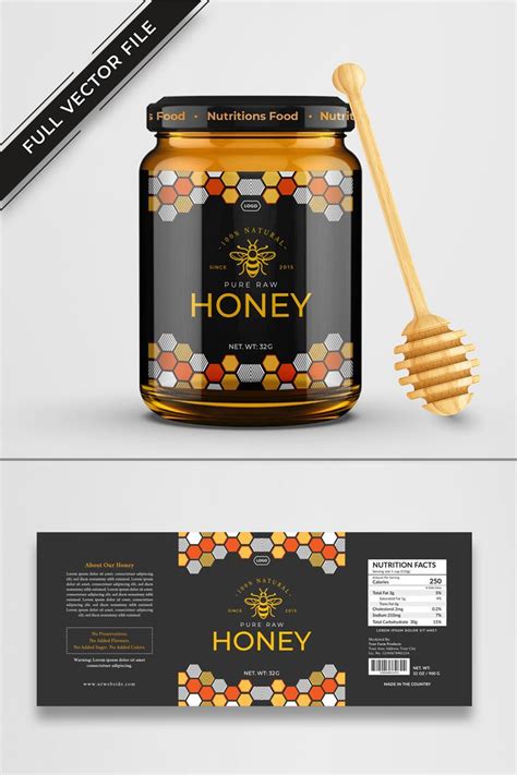 Honey Label design and jar label. | Honey label design, Honey jar labels, Honey design