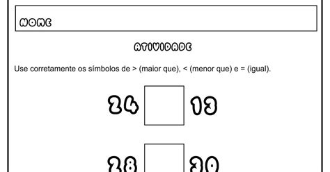 Matemática Infantil Atividade Símbolos Maior que Menor que Igual