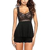 Avidlove Women S Pajama Set Sexy Lingerie Sleepwear Halter Shorts Set Lace Pj Nightwear Set Grey