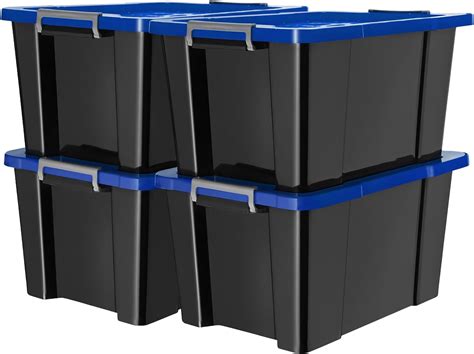 V12 16gal Heavy Duty Storage Bins With Latching Lids Stackable Plastic