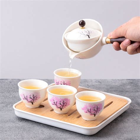 Portable Chinese Gongfu Kung Fu Tea Set Rotating Ceramic Teapot Teaware