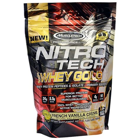 Muscletech Nitro Tech Whey Gold French Vanilla Creme 1 00 Lbs 454 G