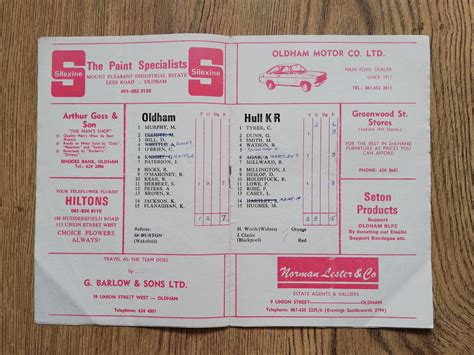 Oldham v Hull KR Feb 1977 Rugby League Programme - Rugbyreplay