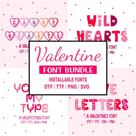 Valentine Font Bundle TTF, Heart Font, Valentine's Day Font, Cute Hearts Alphabet Svg, Love Font ...