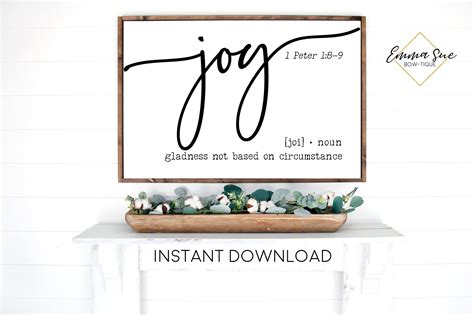 Joy Biblical Definition - 1 Peter 1:8-9 Bible Verse Printable Sign Wal ...