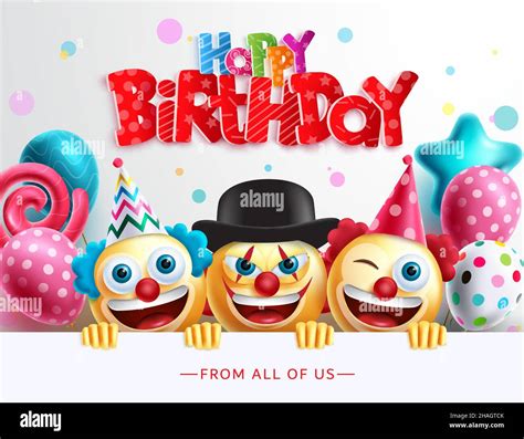 Birthday Greeting Clowns Vector Design Happy Birthday Typography Text