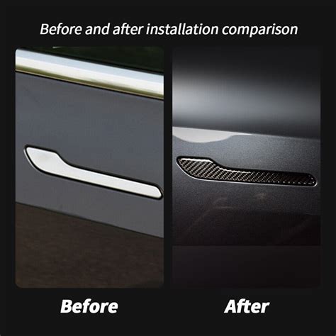 4PC Real Carbon Fiber Door Handle Decor Trim Overlay Cover For Tesla