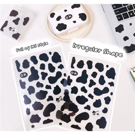 Jual FS PET Sticker Irregular Cow Pattern Stiker Tema Sapi Deco DIY