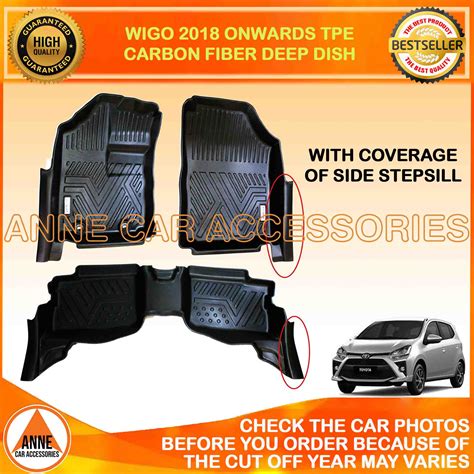 5D Black 5D Carbon Fiber TPE Diamond Deep Dish For Toyota Wigo