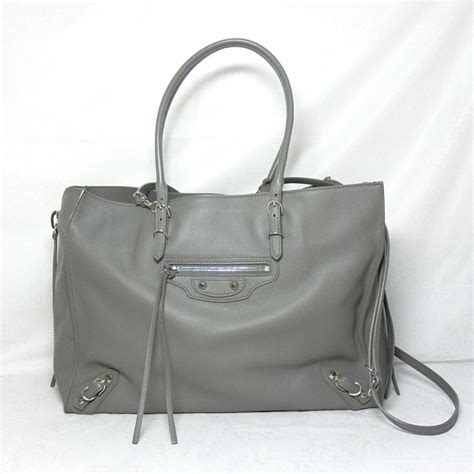 【送料無料】バレンシアガ Balenciaga 2wayショルダートートバッグ 432596 グレー ペーパーb4ジップアラウンド★美品★