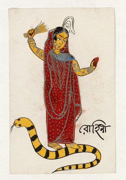 Goddess Rohini On A Snake Vahana Indian Painting