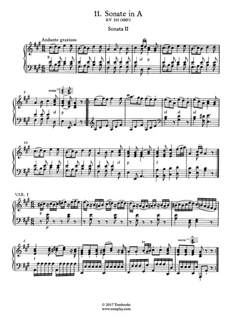 Piano Sonata No 11 In A Major K 331 I Tema Con Variazione Mozart