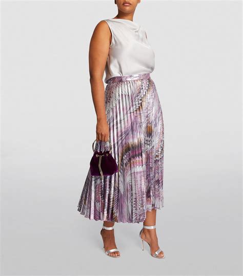 Womens Marina Rinaldi Pink Metallic Pleated Midi Skirt Harrods Uk